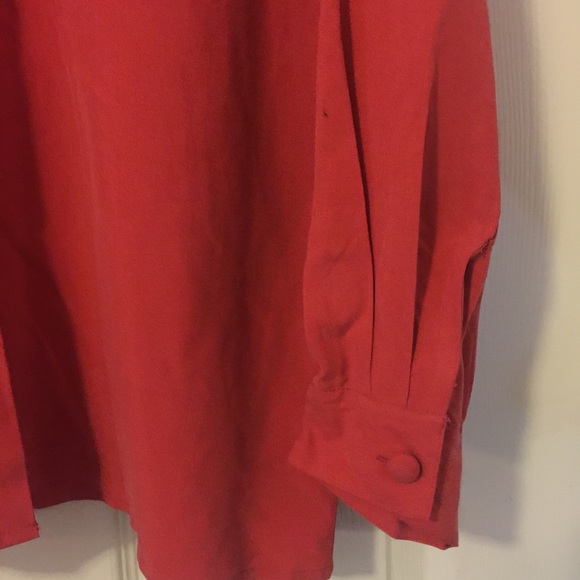 EDWARD Long Sleeve Orange Silk Long Sleeve Button Down Blouse Sz L - Picture 3 of 9